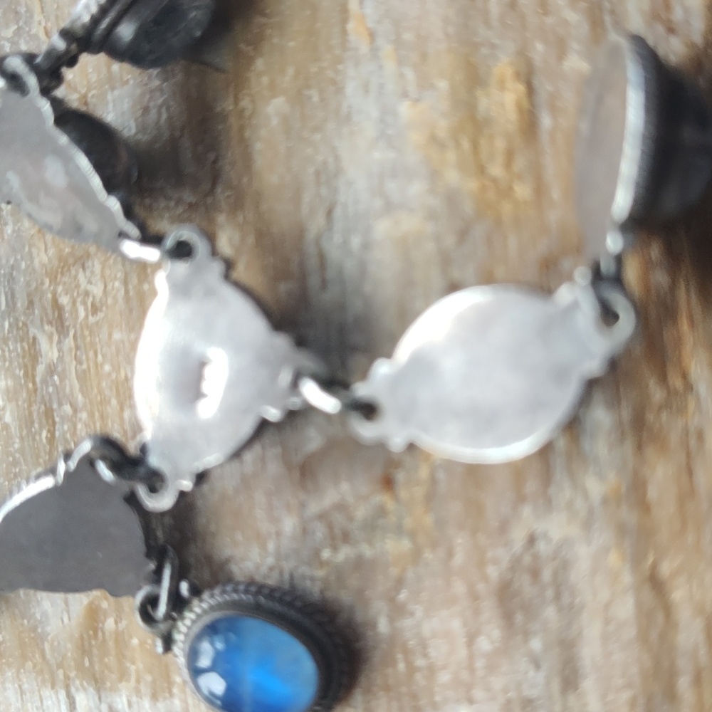 Iridescent Blue Cascading Necklace And Earring Set - Picture 4 of 6